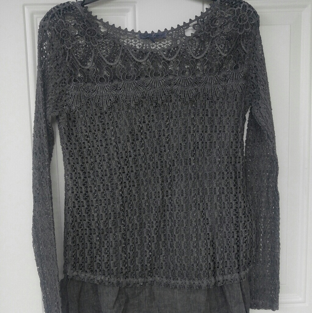 Layered open knit top